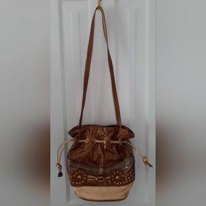 Reem Metallic Genuine Leather Satchel Crossbody Purse